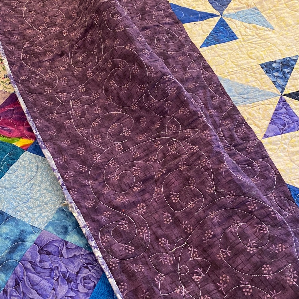 Patchwork Quilt with Blue and Purple Accents - Full - Picture 6 of 10